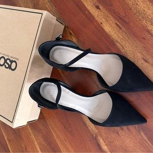 ASOS Black Suede Pointe Toe Mary Jane Heels